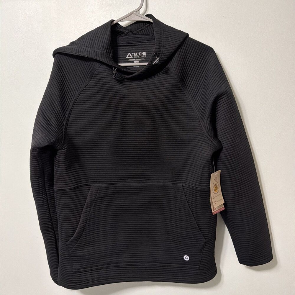TEC-One Explorer Pullover Hoodie Mens Small Black Heavyweight Ribbed New NWT